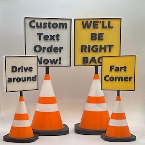 Hazard Cone Office or Home Decoration, Customizable Mini Desk Sign, Funny Office Decoration, 3D Printed Sign, Customizable Warning Sign.