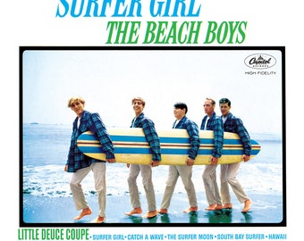 The Beach Boys, Surfer Girl Album cover, poster, wall art. Print or Fully Framed Available. Actual size of original Vinyl Covers.