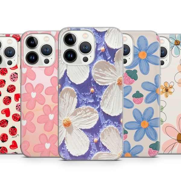 Summer Flowers Phone Case Cover for iPhone 15/15 Pro Max/14 13 12 11 7/8/SE Samsung S24 Ultra S23 S22 S21 S20 FE A25 A15 A55 Huawei Mate20