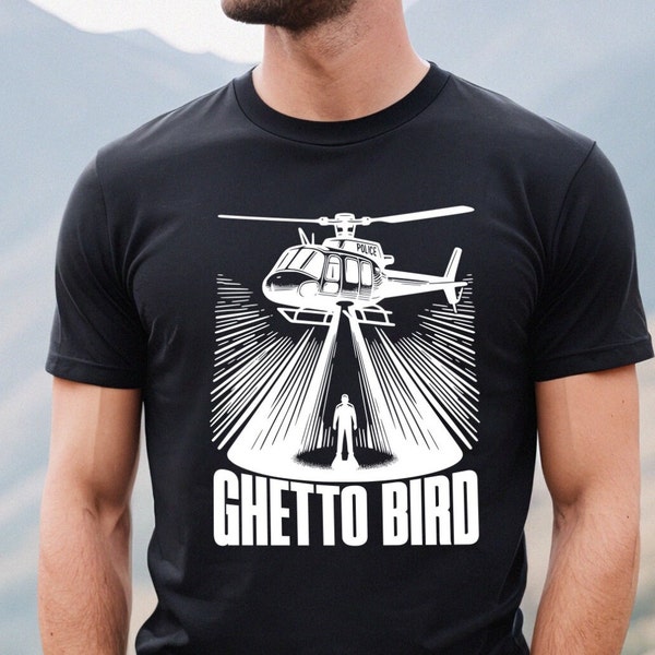 Polizei Cartoon Ghetto Vogel Hubschrauber T-Shirt Design, Lustiges urbanes Tshirt Design,