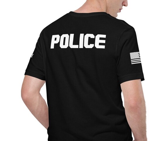 T-shirt Police Officer Avec Drapeau Américain Et Casquette - Gildan Homme Taille L