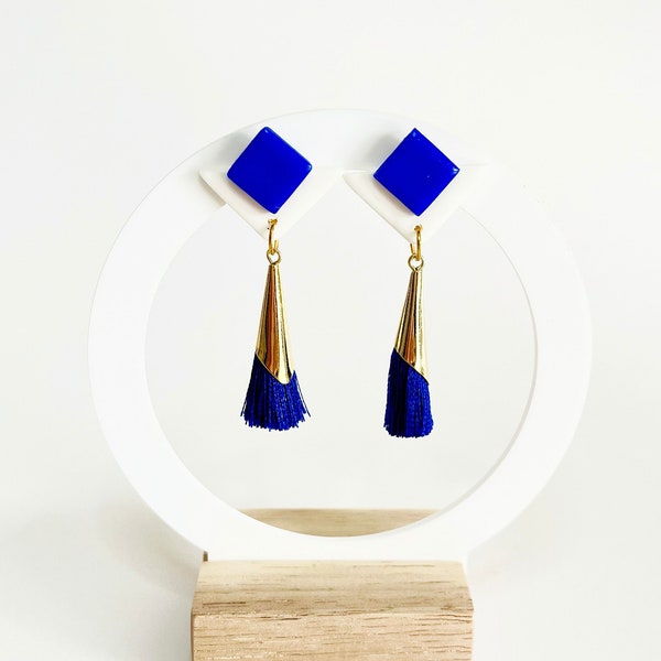 Boucles d'oreilles bleu Roi - boucles d'oreilles pendantes - cadeau femme - bijoux chic - Boucles d'oreilles élégantes