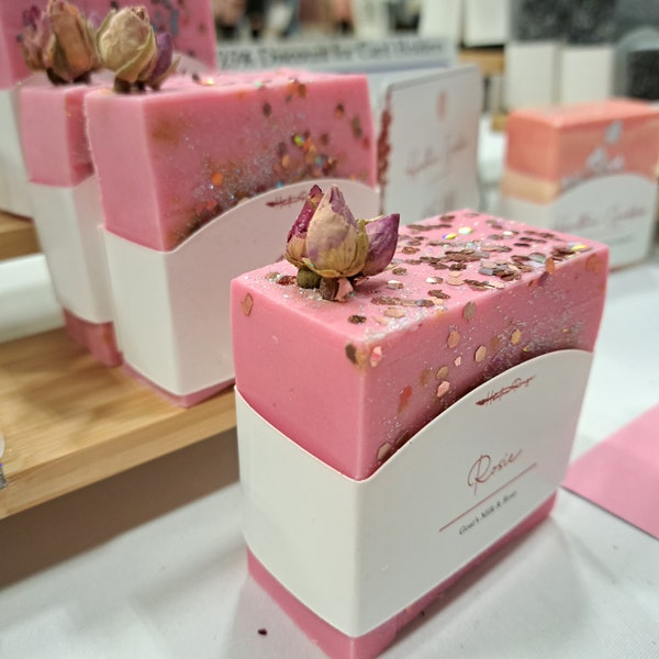 Natural Rose Soap Beautiful confetti pink artisan soap goats milk soap sparkle Quality Body Care Eco-friendly Specially Decorate IIdeal Gift