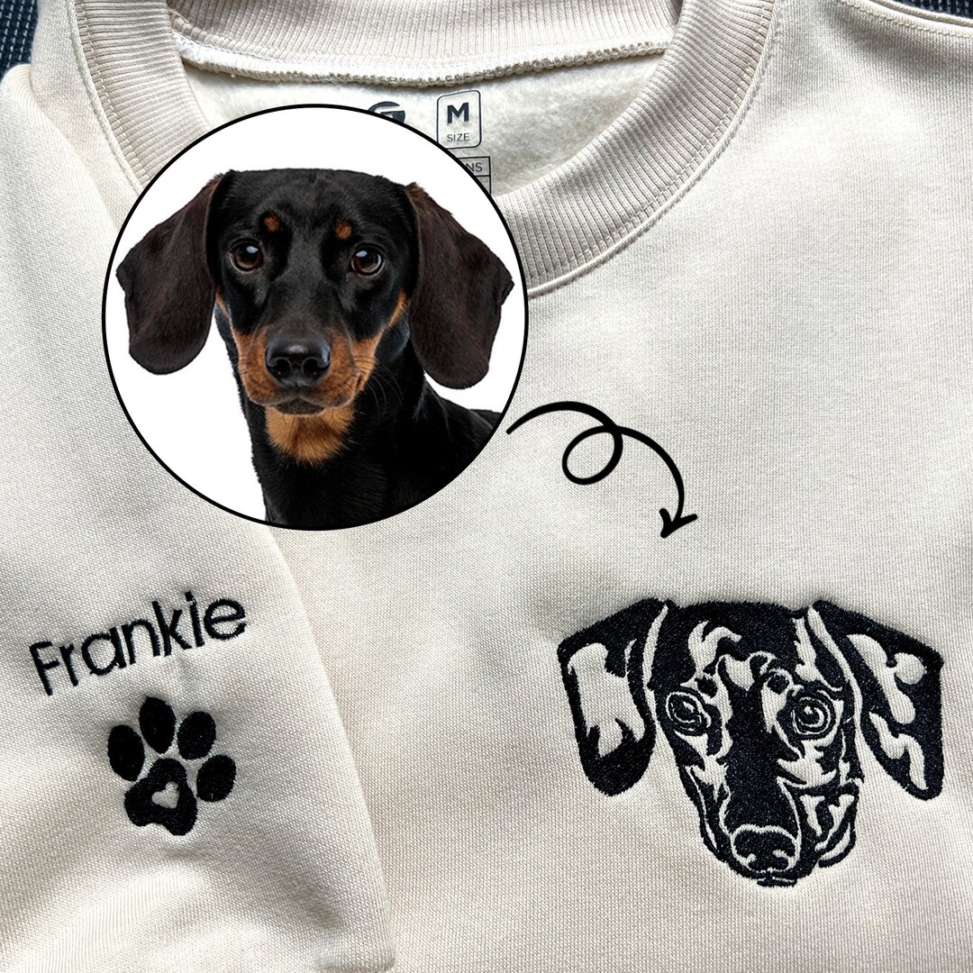 Custom Embroidered Pet Sweatshirt From Photo, Custom Embroidered Dog Sweatshirt, Pet Memorial