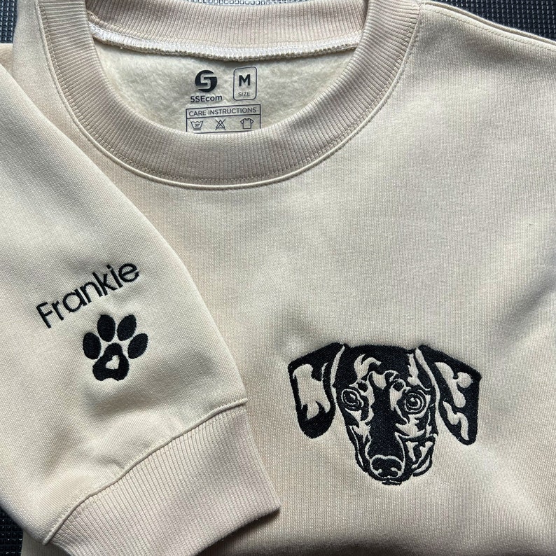 Custom Embroidered Pet Sweatshirt From Photo, Custom Embroidered Dog Sweatshirt, Pet Memorial