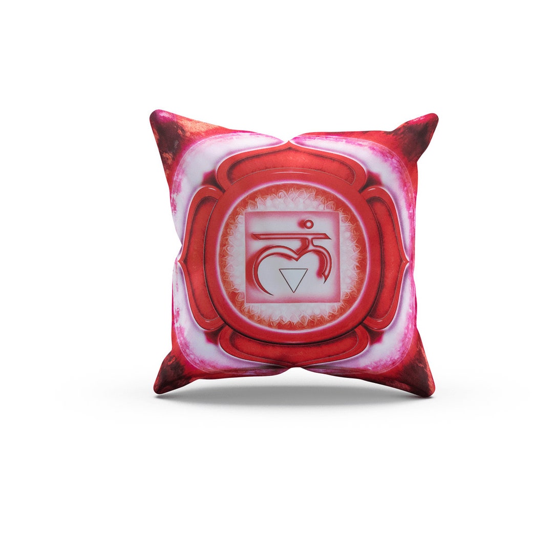 Fengshui Root Chakra Cushion Cover Unique Red Lotus Design for