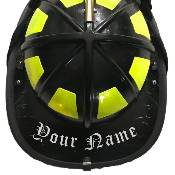 Fire Helmet Name Old English Decal Etsy