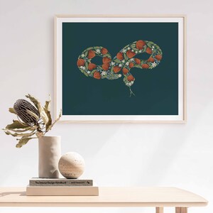 Snake Art Print, Daisy, Wildflowers, Floral, Flowers, Home Decor, Wall Hanging, Illustration, Unframed Art, Outdoors, rattlesnake image 2