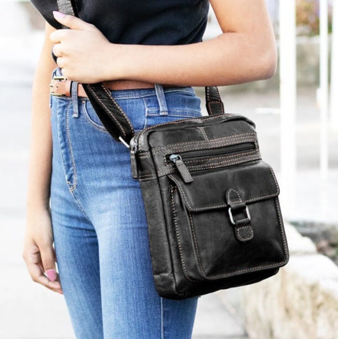 Leather Crossbody Zipper Bag Now You Can Add a Short Strap to Etsy