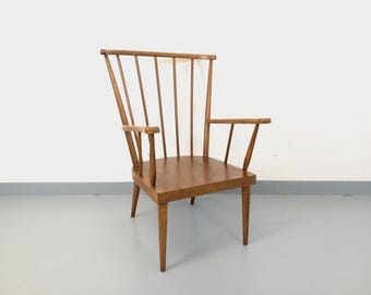 Vintage Baumann träfåtölj, fläktmodell, från 1960-talet