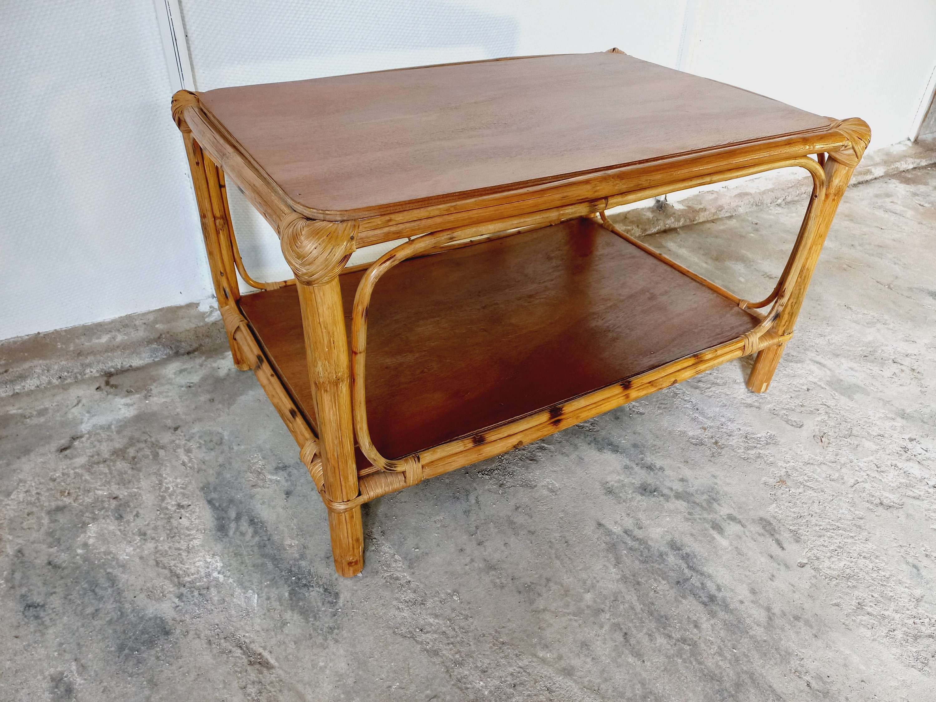 Buy Vintage Rattan and Wood Coffee Table Online in India - Etsy