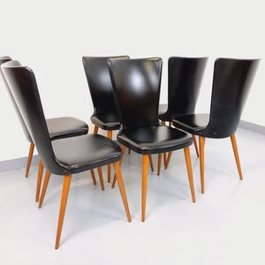 Set di 6 sedie vintage Baumann Essor in faggio e skai degli anni &#39;60
