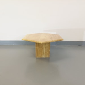 Vintage hexagonal travertine coffee table from the 70s 80s