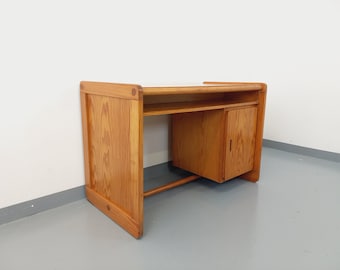 Doppelseitiger Vintage-Schreibtisch aus Kiefernholz aus den 70er und 80er Jahren