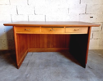 Vintage executive desk in wood and teak 50s 60s