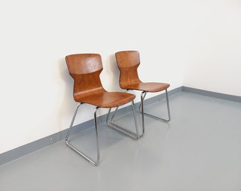 Paar Vintage Casala Obo-Formsitz Designerstühle aus Bugholz und Chrom aus den 60er Jahren