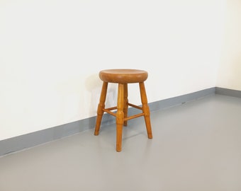 Vintage solid oak stool from the 50s 60s