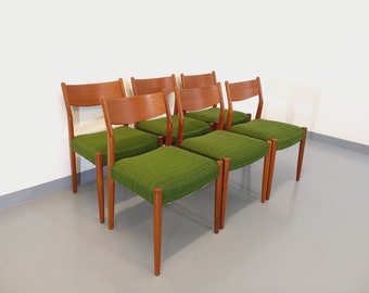 Suite de 6 chaises scandinaves vintage Cees Braakman en teck et tissu des années 50 60