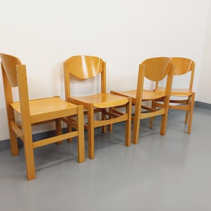 Set di 4 sedie vintage minimaliste in faggio degli anni &#39;80