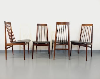 Suite de 4 chaises vintage style scandinave en palissandre des années 60, par Ernst Martin Dettinger pour Lucas Schnaidt