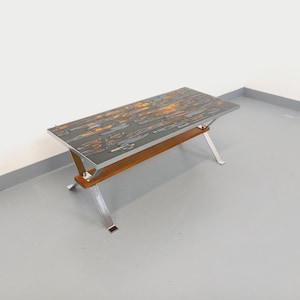 Vintage Coffee Table From the 60s and 70s in Ceramic, Chrome Metal