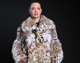 Russian lynx fur coat top