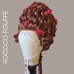Auburn 18th Century Wig with Detailing - In the style of The Great, Bridgerton, Georgian & Rococo Eras - Quick Shipping