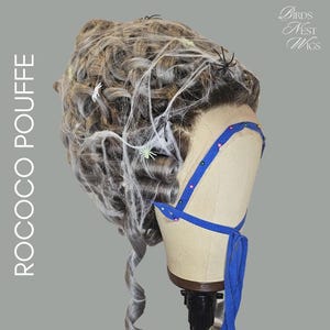 Halloween Rococo Wig -  18th Century Style with Cobweb Detail - In the style of The Great, Bridgerton, Georgian& Rococo Eras - Ready to Ship