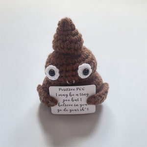 Inspired Toy Gifts with Positivity Affirmation Card Cute Positive Poo  Knitted Doll for Office Xmas Holiday Party Home Decor - AliExpress
