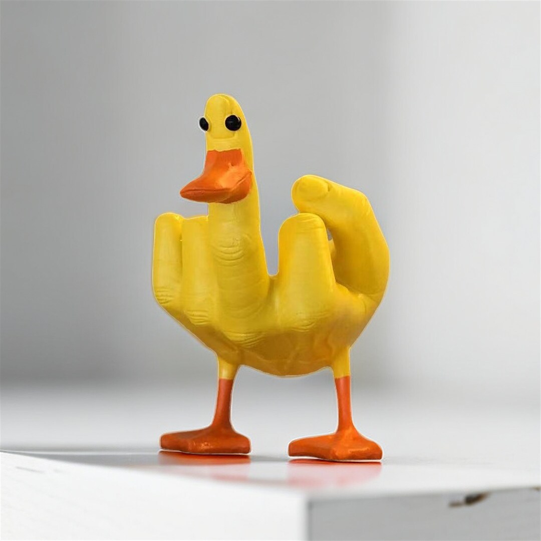Yellow Duck, the Duckyou, 3D Printed Figurine,middle Finger Statue