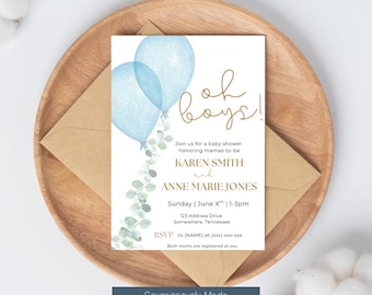 Editable Dual Baby Shower Invitation | Boy and Girl Options | 5x7 Digital Download
