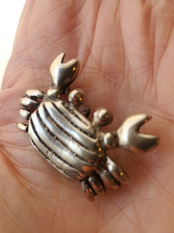 Adorable Sterling Silver Crab Pendant OR Brooch! - image 1