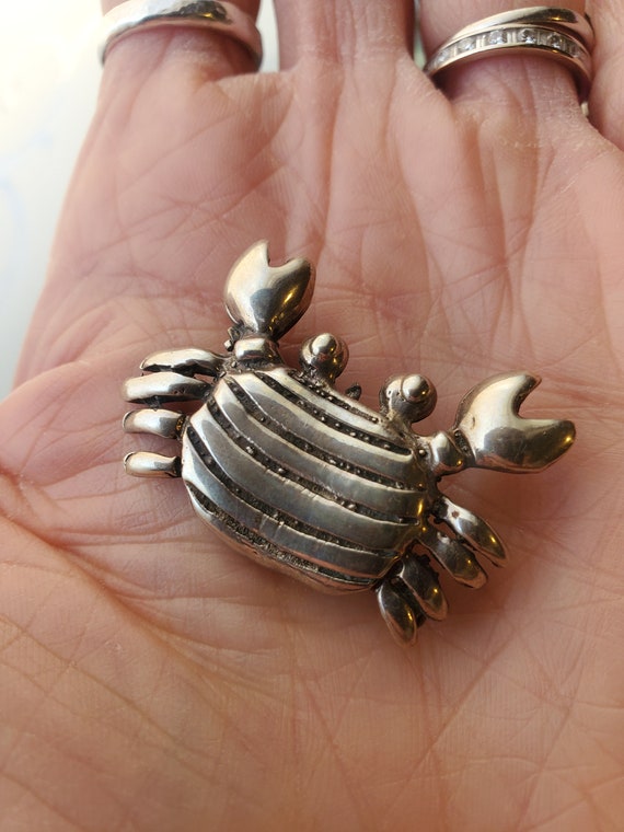 Adorable Sterling Silver Crab Pendant OR Brooch! - image 3