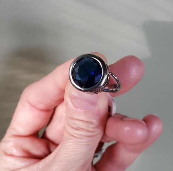 Beautiful Modern Sterling Silver Blue Stone Cockt… - image 2