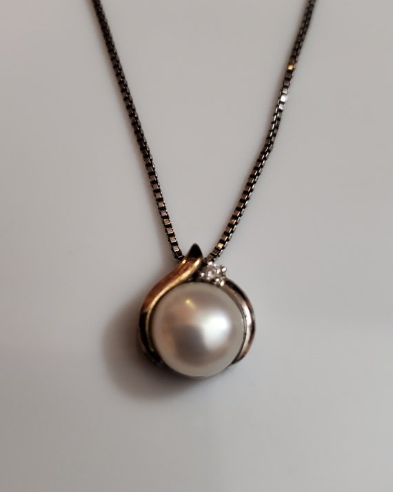 Gorgeous Vintage Freshwater Pearl 14K gold over S… - image 2