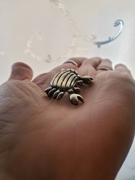 Adorable Sterling Silver Crab Pendant OR Brooch! - image 4