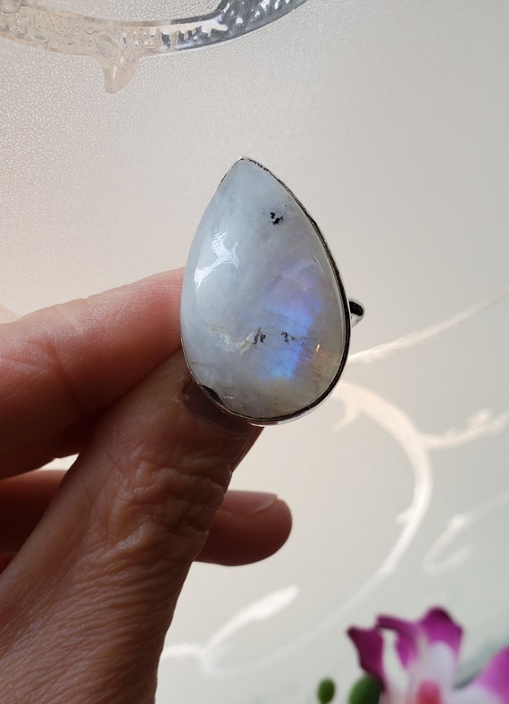 Gorgeous Large Rainbow Moonstone Sterling Silver … - image 1