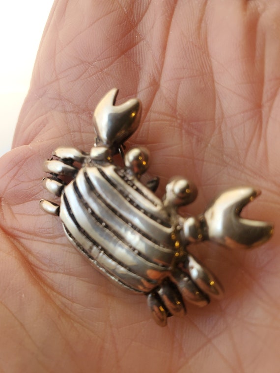 Adorable Sterling Silver Crab Pendant OR Brooch! - image 6