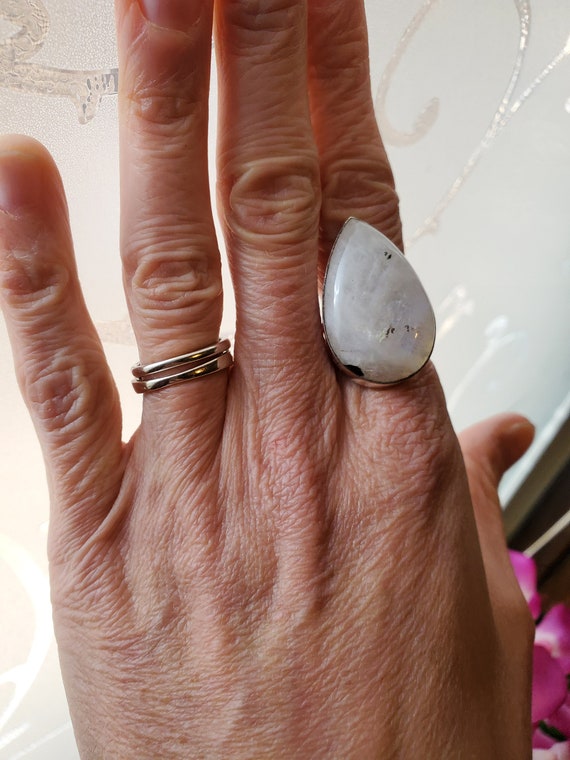 Gorgeous Large Rainbow Moonstone Sterling Silver … - image 3