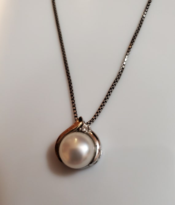 Gorgeous Vintage Freshwater Pearl 14K gold over S… - image 6
