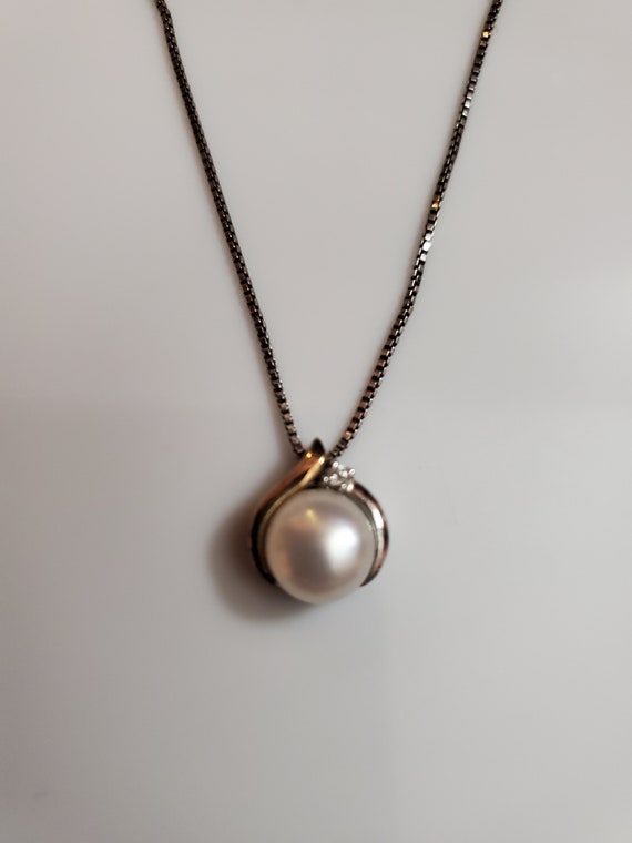 Gorgeous Vintage Freshwater Pearl 14K gold over S… - image 4