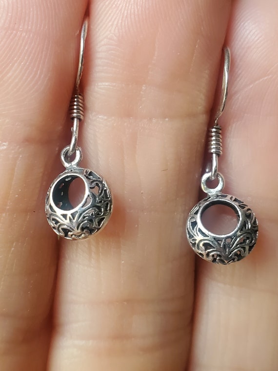 Beautiful Hollow Bali Style Round Earrings. Sterl… - image 1