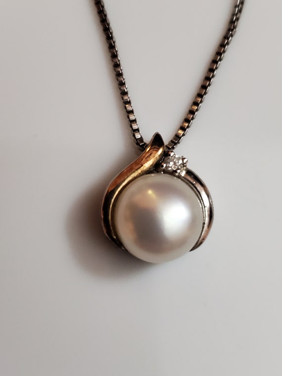 Gorgeous Vintage Freshwater Pearl 14K gold over S… - image 1