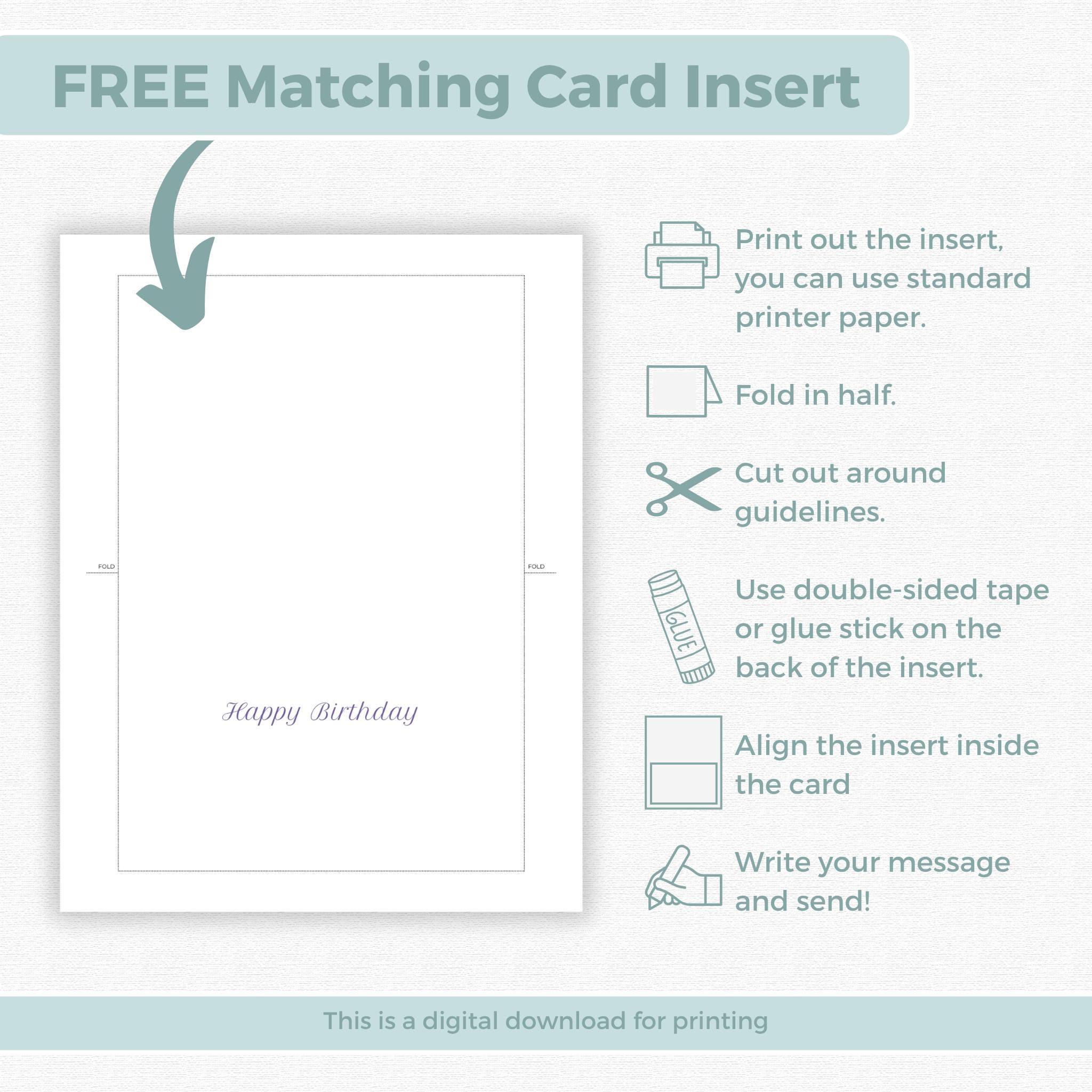 Printable Birthday Card With Flowers, Floral Birthday Card, Printable ...