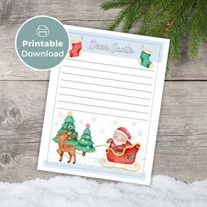 Carta ao Papai Noel para impressão Fácil de imprimir Carta ao Papai Noel Download instantâneo