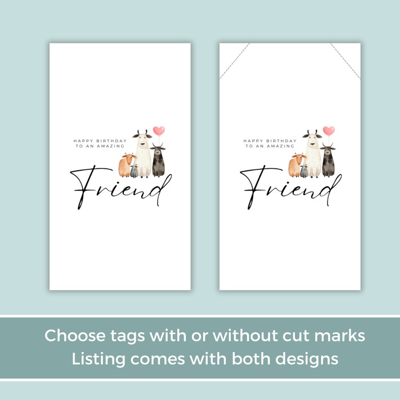 Printable Birthday Gift Tag for Friend, Adorable Cute Cow Illustration ...