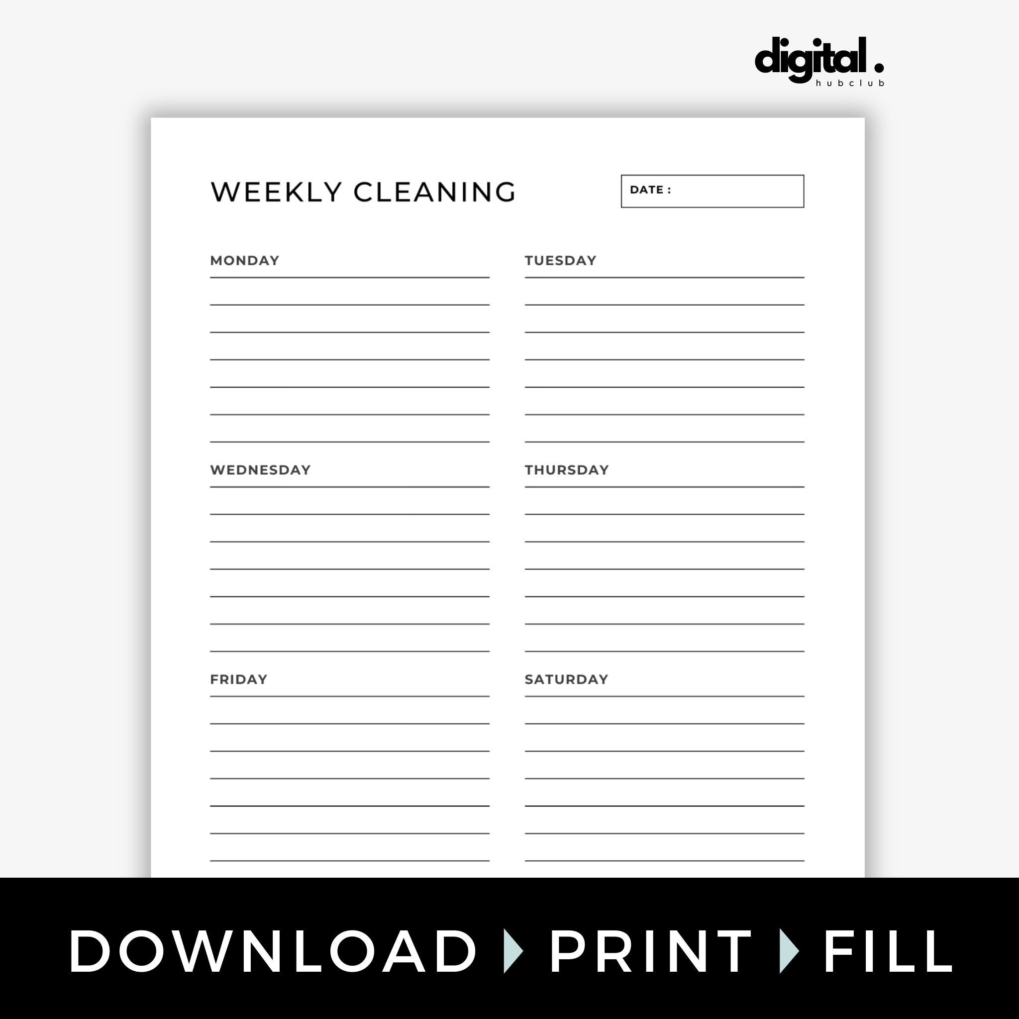 Weekly Cleaning Planner Printable, House Chores, Cleaning Schedule ...
