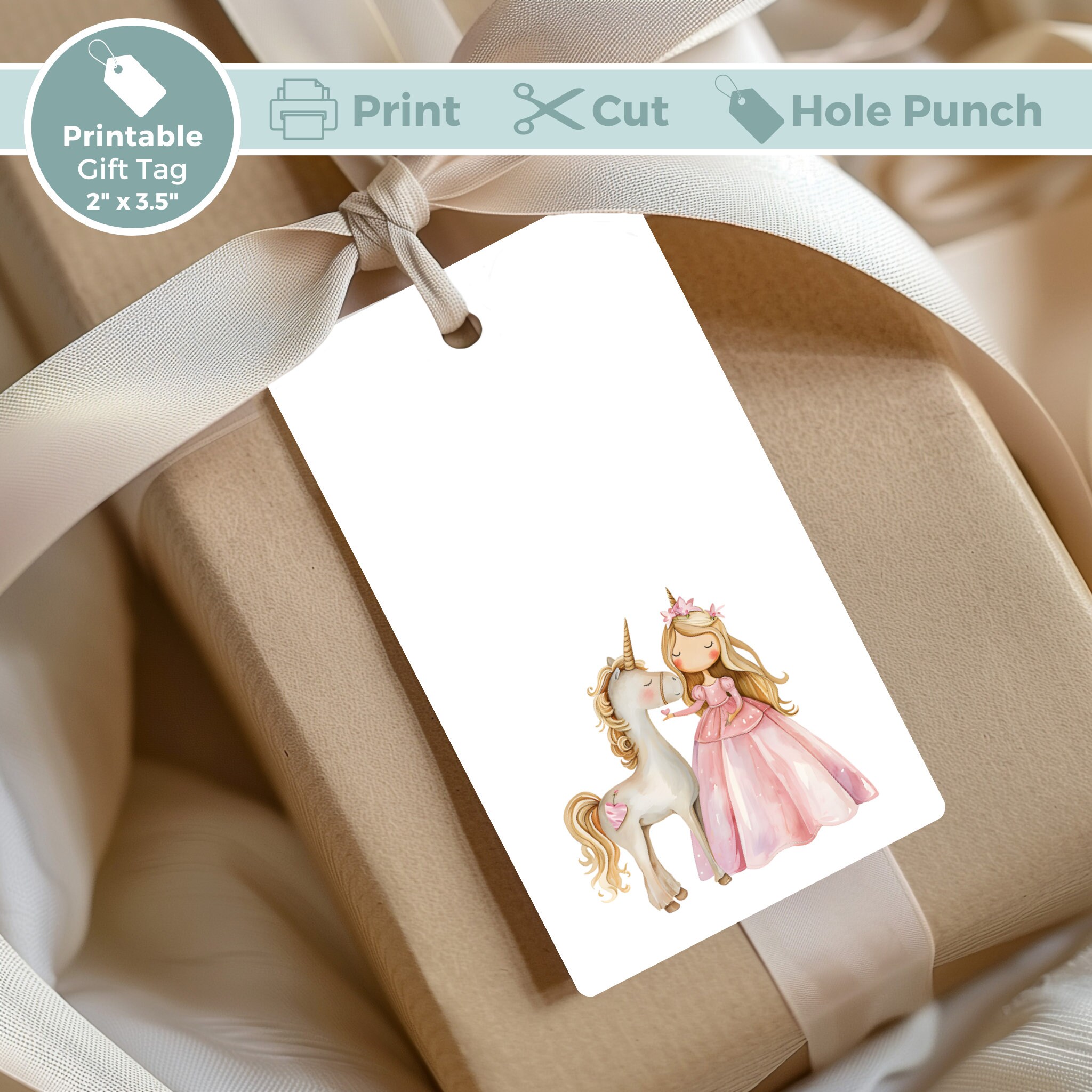 Princess Unicorn Gift Tags, Printable Children's Gift Tags, 6 Party ...