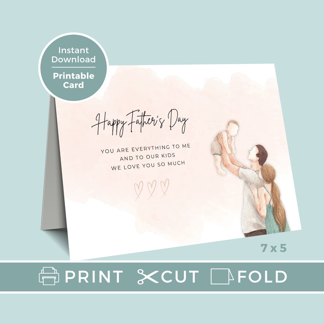 Printable Father and Daughter Father's Day Card, DIY Card for Dad ...