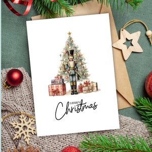 Cartão de Natal Quebra-Nozes para Imprimir Digital Download, Cartão de Natal Vintage Quebra-Nozes, Imprima em Casa